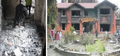  देउवाको जलेको घरमा खरानी पन्छाउँदै सर्वसाधारण खोज्दैछन् बहुमूल्य सामान 